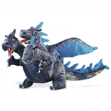 Blue Three-Headed Dragon - FLK-2387 - Folkmanis - Hand Puppets - Le Nuage de Charlotte