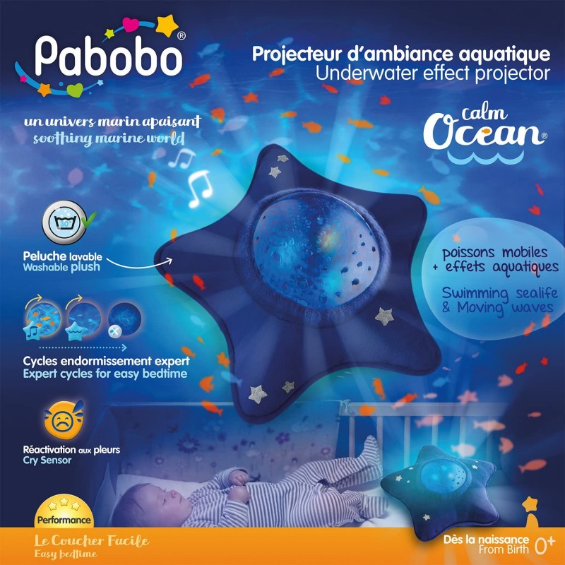 Pabobo Projecteur Calm Ocean - PAB-DAP01-BLUESTAR - Pabobo - Luminaires, veilleuses, ... - Le Nuage de Charlotte