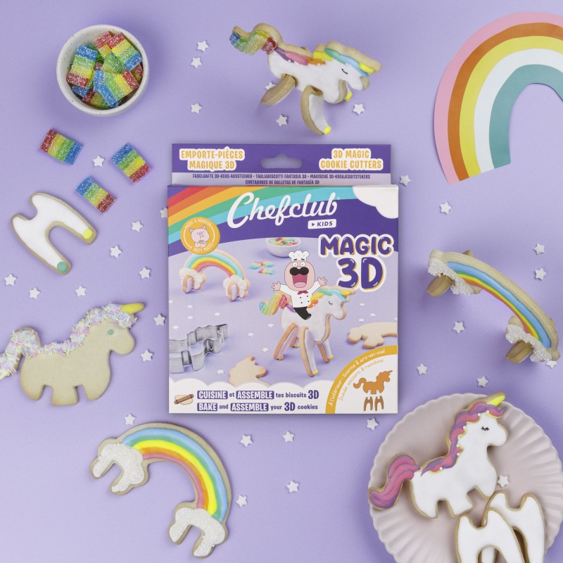 Chefclub - Emporte-pièces - Licorne & Arc-en-Ciel Magic 3D - CHCL-2PAST438 - Chef Club - Cuisiner comme un grand - Le Nuage d...