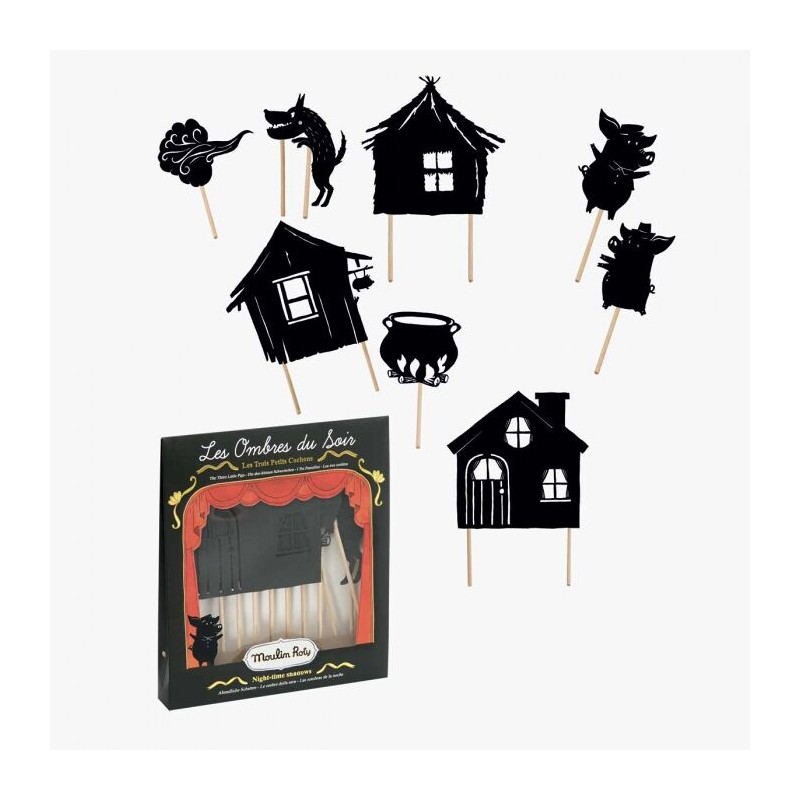 Les Histoires du Soir - Ombres du soir Les trois petits cochons - MRY-711140 - Moulin Roty - Accessoires pour marionnette - L...