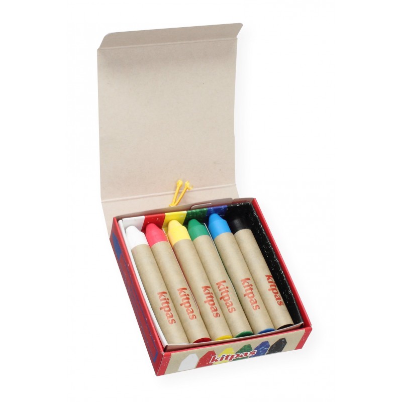 Kitpas Rice Bran Wax Art Crayons 6 Colors - KPS-B-KMRW-6C - kitpas - Pens, pencils, ... - Le Nuage de Charlotte