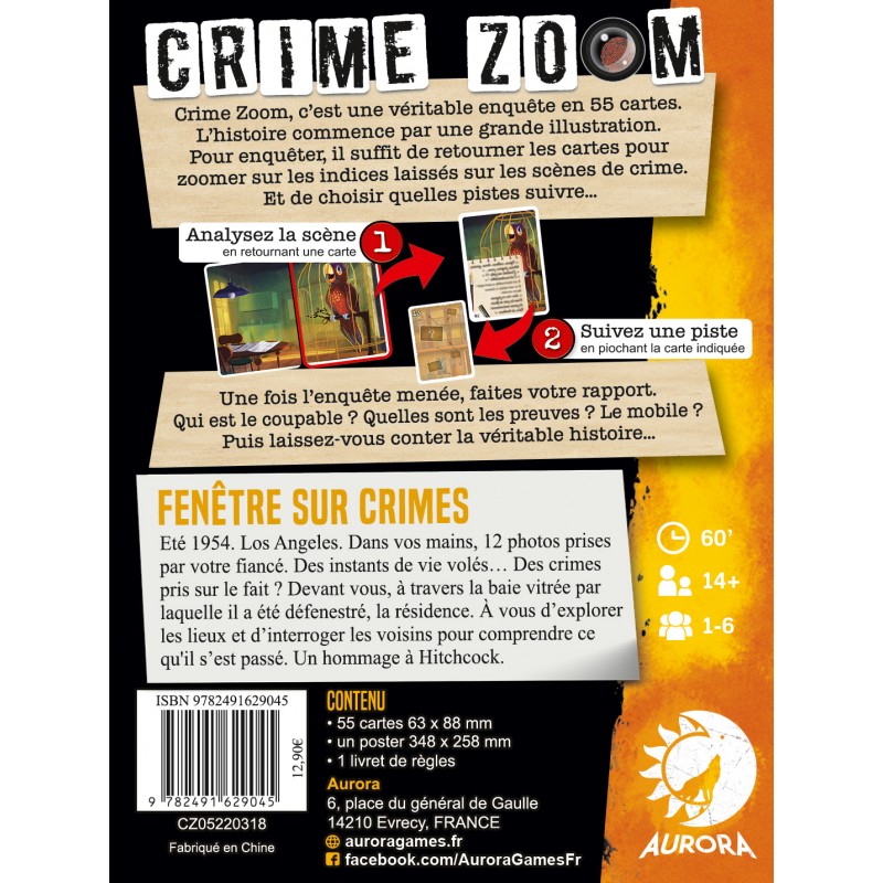 Crime Zoom – Fenêtre sur crimes - AUR-02047 - Aurora Games - Escape Game - Le Nuage de Charlotte