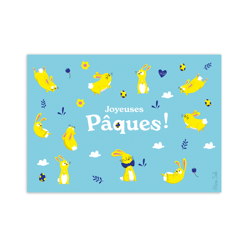 Aline Selli "Joyeuses pâques" Lapin - EDC-5407009461811 - Editions de Cortil - Cards and invitations - Le Nuage de Charlotte