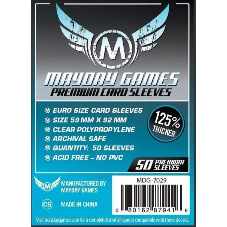 Mayday Sleeves - Euro Card Premium (x50) - MDG-7029 - Mayday Games - Dices, bags and other accessories - Le Nuage de Charlotte