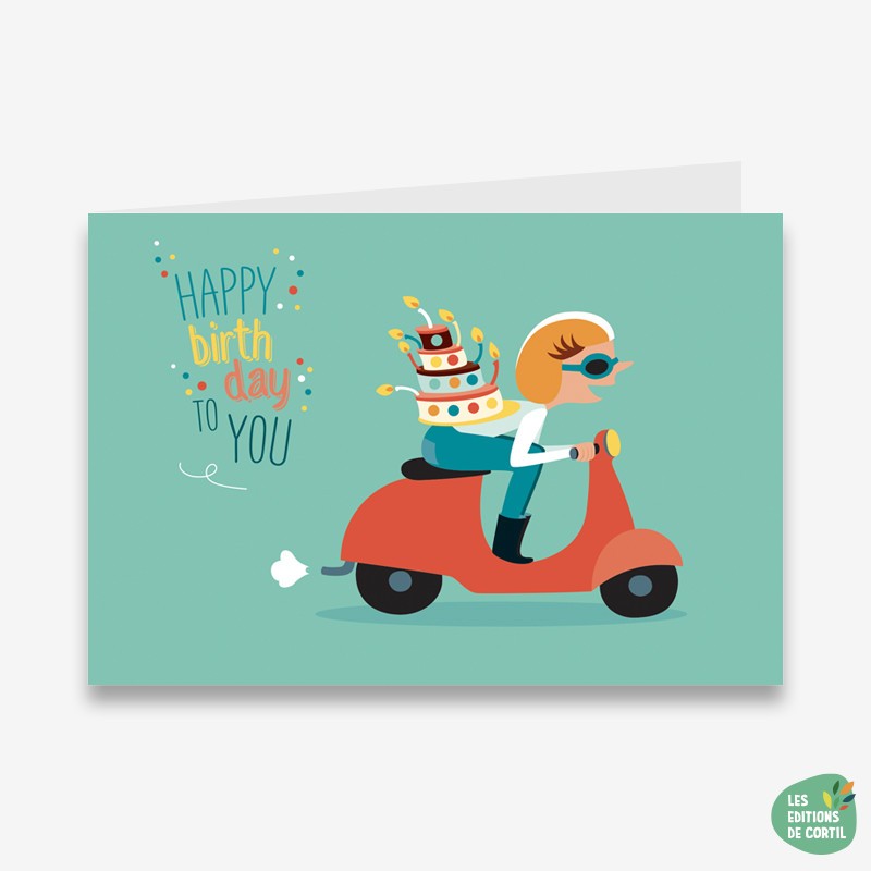 Alice de Page vecto double "Happy Birthday" Vespa - EDC-5407009460197 - Editions de Cortil - Cards and invitations - Le Nuage...