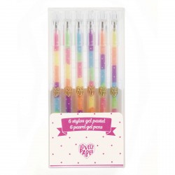 6 stylos gel pastel - DJE-DD03758 - Djeco - Stylos, crayons, ... - Le Nuage de Charlotte