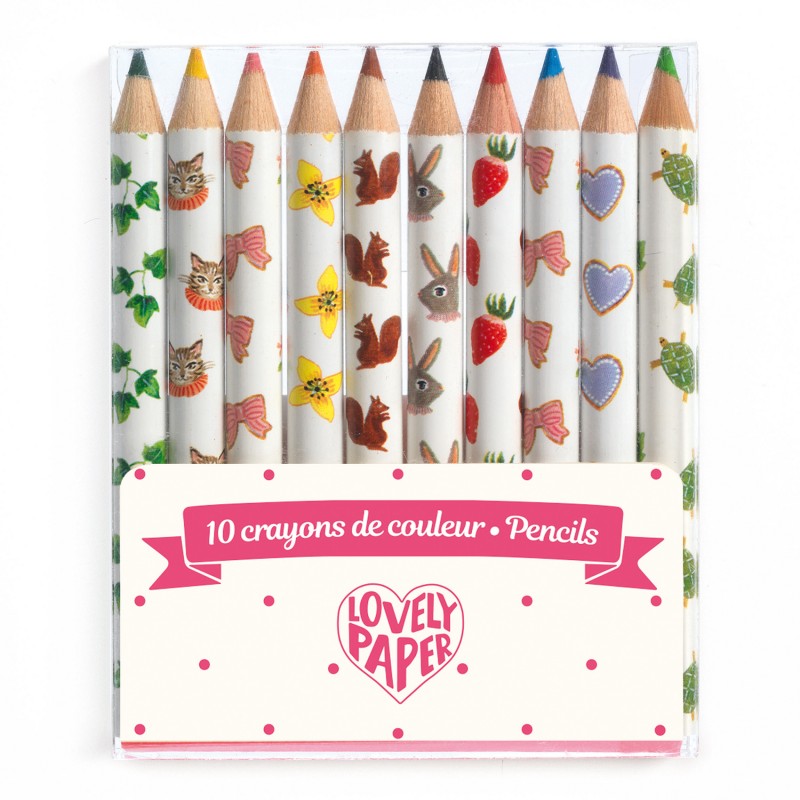 10 mini crayons de couleur Aiko - DJE-DJ03725 - DJECO - Stylos, crayons, ... - Le Nuage de Charlotte