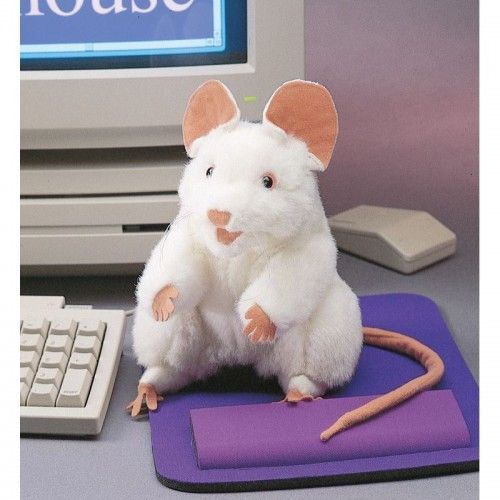 White Mouse - FLK-2219 - Folkmanis - Hand Puppets - Le Nuage de Charlotte