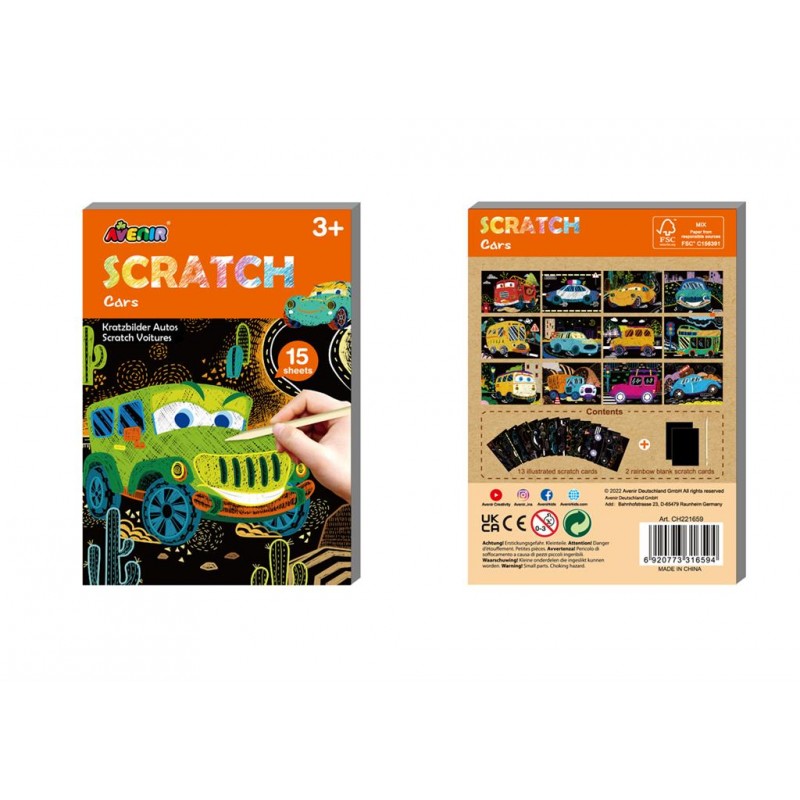 Scratch Art Book Mini A6 Cars - AVE-7331659 - Avenir - Pencils, markers, etc... - Le Nuage de Charlotte