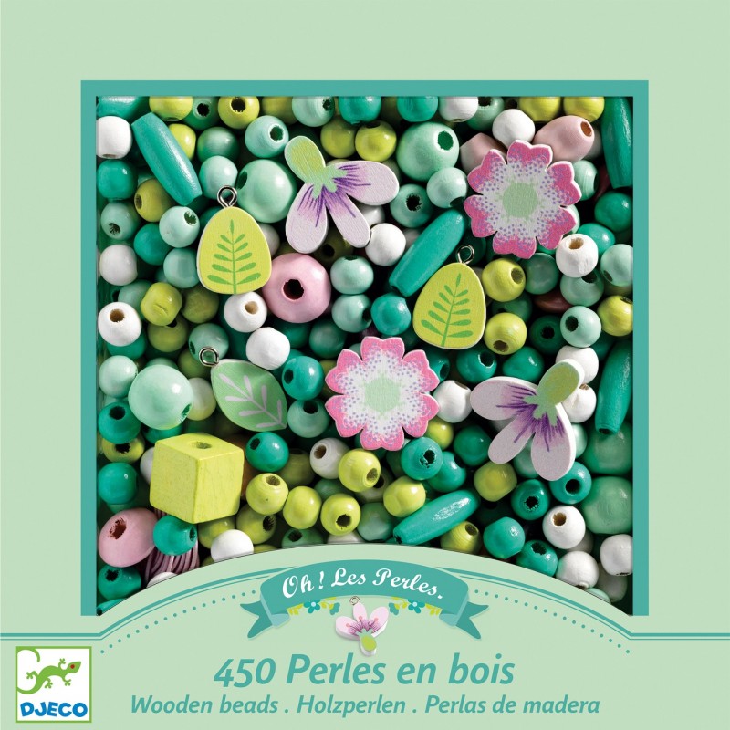 Oh! Les Perles - Wooden beads - Leaves and flowers - DJE-DJ09808 - DJECO - Stringing beads - Le Nuage de Charlotte