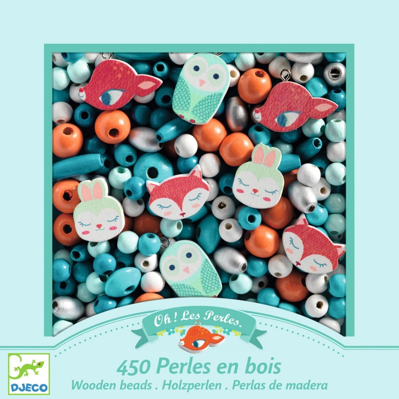 Oh! Les Perles - Perles bois - Petits animaux - DJE-DJ09807 - DJECO - Enfilage de perles - Le Nuage de Charlotte