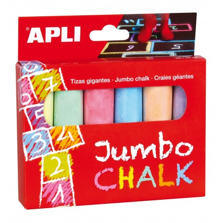 Craies jumbo couleurs assorties 6 pièces - APL-14367 - APLI - Craies - Le Nuage de Charlotte