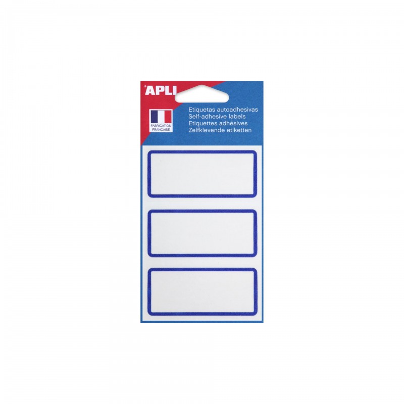 Transparent labels blue frame 34x75 mm 12 pieces - APL-111982 - APLI - Labels - Le Nuage de Charlotte