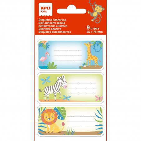 Savannah animals school labels, 3 designs - 9 pieces - APL-19018 - APLI - Labels - Le Nuage de Charlotte