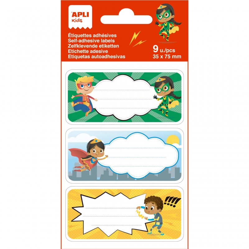 Super hero school labels, 3 designs - 9 pieces - APL-19019 - APLI - Labels - Le Nuage de Charlotte