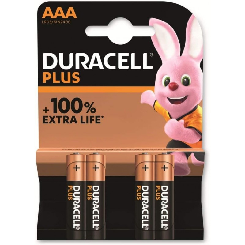 Duracell Plus AAA - 1,5V alcalines - Paquet de 4 - DURA-5000394141117 - Duracell - Piles - Le Nuage de Charlotte