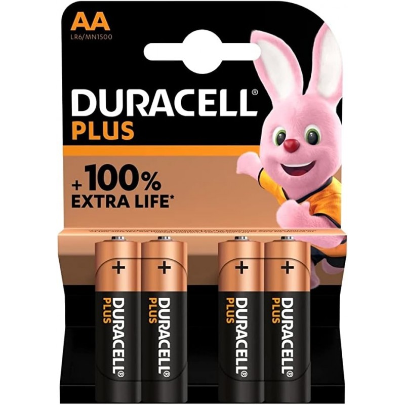 Duracell Plus AA - 1,5V alcalines - Paquet de 4 - DURA-5000394140851 - Duracell - Piles - Le Nuage de Charlotte