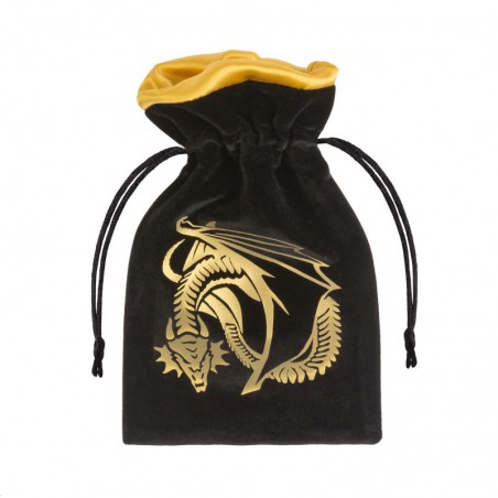 Sac de dés en velour - Dragon Black & golden - QWO-BDRA201 - Q Workshop - Dés, sacs et autres accessoires - Le Nuage de Charl...