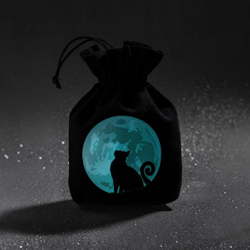 Cats Dice Pouch - The Mooncat - Glow in the Dark - QWO-BCAT201 - Q Workshop - Dices, bags and other accessories - Le Nuage de...