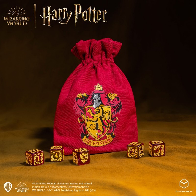 Harry Potter - Gryffindor Dice & Pouch [5 dices] - QWO-190142/2023/1/A/D6B - Q Workshop - Dices, bags and other accessories -...