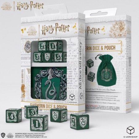 Harry Potter - Dés et Sac Serpentard [5 dés] - QWO-190142/2023/2/A/D6B - Q Workshop - Dés, sacs et autres accessoires - Le Nu...