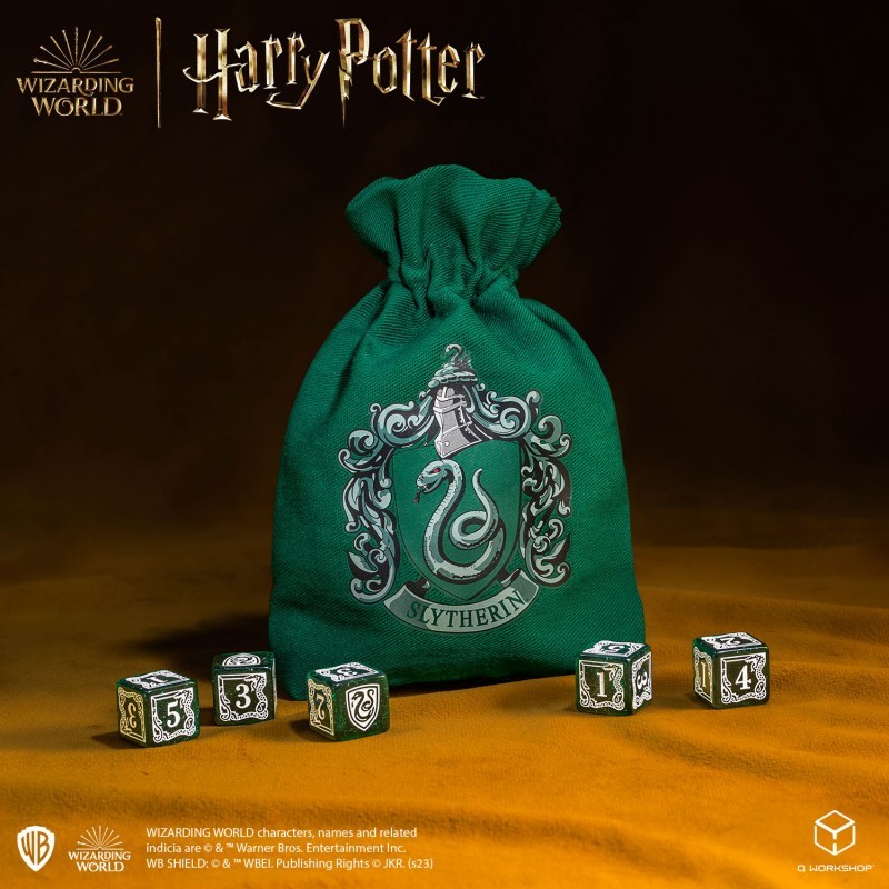 Harry Potter - Dés et Sac Serpentard [5 dés] - QWO-190142/2023/2/A/D6B - Q Workshop - Dés, sacs et autres accessoires - Le Nu...