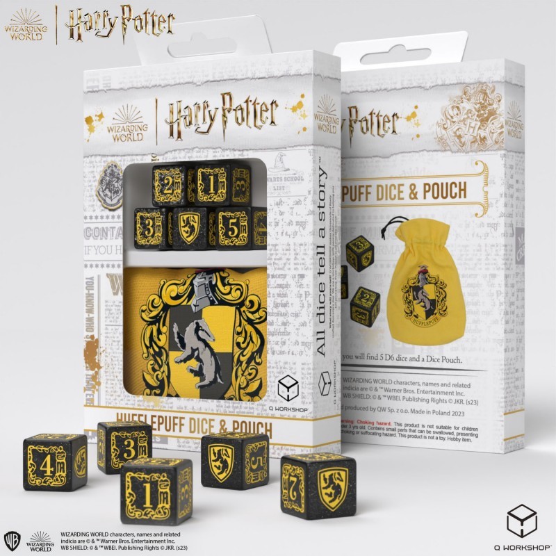 Harry Potter - Dés et Sac Poufsouffle [5 dés] - QWO-190142/2023/4/A/D6B - Q Workshop - Dés, sacs et autres accessoires - Le N...