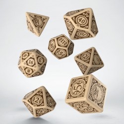 Steampunk Clockwork Dice Set - Beige & brown [7 dices] - QWO-SSTC04 - Q Workshop - Dices, bags and other accessories - Le Nua...