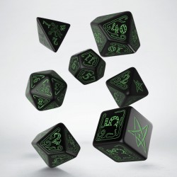 Set de dés Call of Cthulhu 7th Edition - Noir & vert [7 dés] - QWO-SCTH21 - Q Workshop - Dés, sacs et autres accessoires - Le...