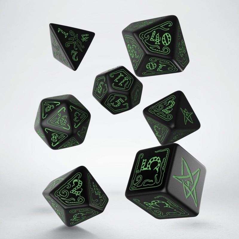 Call of Cthulhu 7th Edition Dice Set - Black & green [7 dices] - QWO-SCTH21 - Q Workshop - Dices, bags and other accessories ...