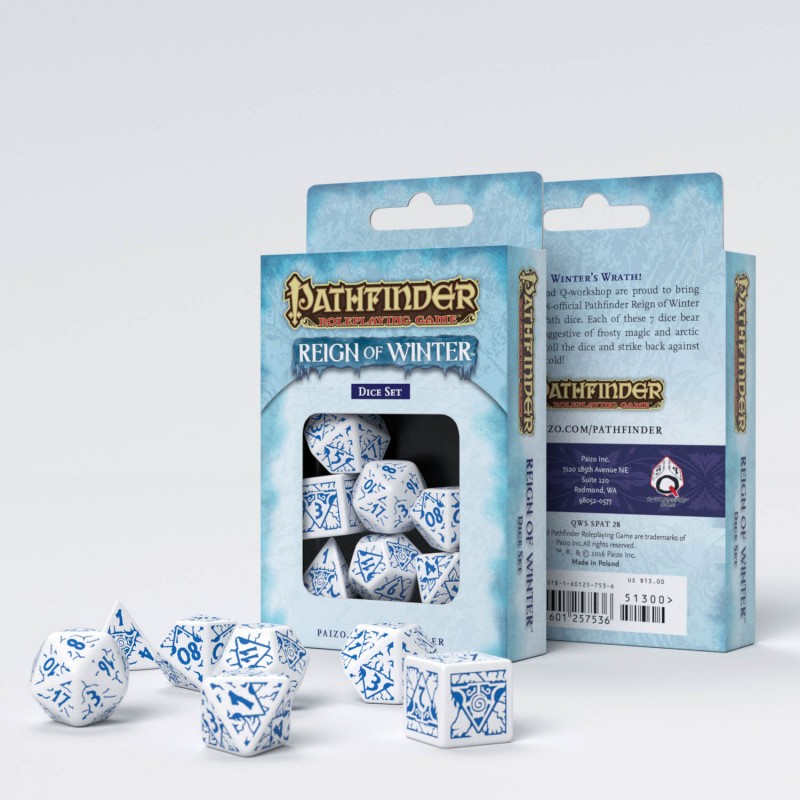 Pathfinder Reign of Winter Dice Set - White & blue [7 dices] - QWO-SPAT11 - Q Workshop - Dices, bags and other accessories - ...