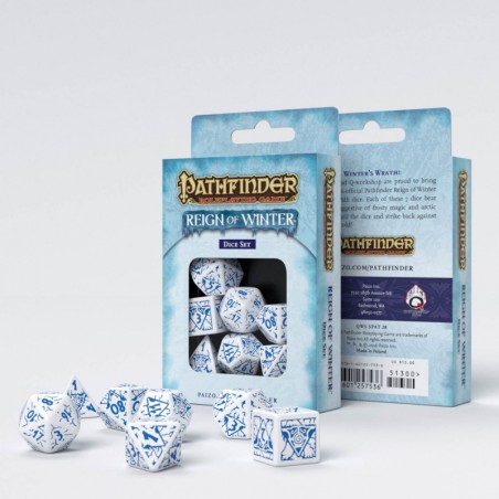 Set de dés Pathfinder Reign of Winter - Blanc & bleu [7 dés] - QWO-SPAT11 - Q Workshop - Dés, sacs et autres accessoires - Le...