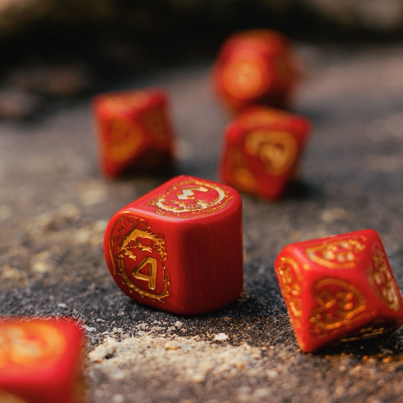 Dragons Modern Dice Set - Ruby [7 dices] - QWO-RDRA08 - Q Workshop - Dices, bags and other accessories - Le Nuage de Charlotte