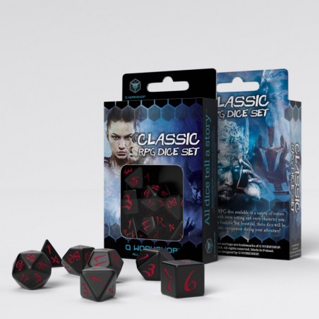 Classic Dice Set - Black & red [7 dices] - QWO-SCLE06 - Q Workshop - Dices, bags and other accessories - Le Nuage de Charlotte