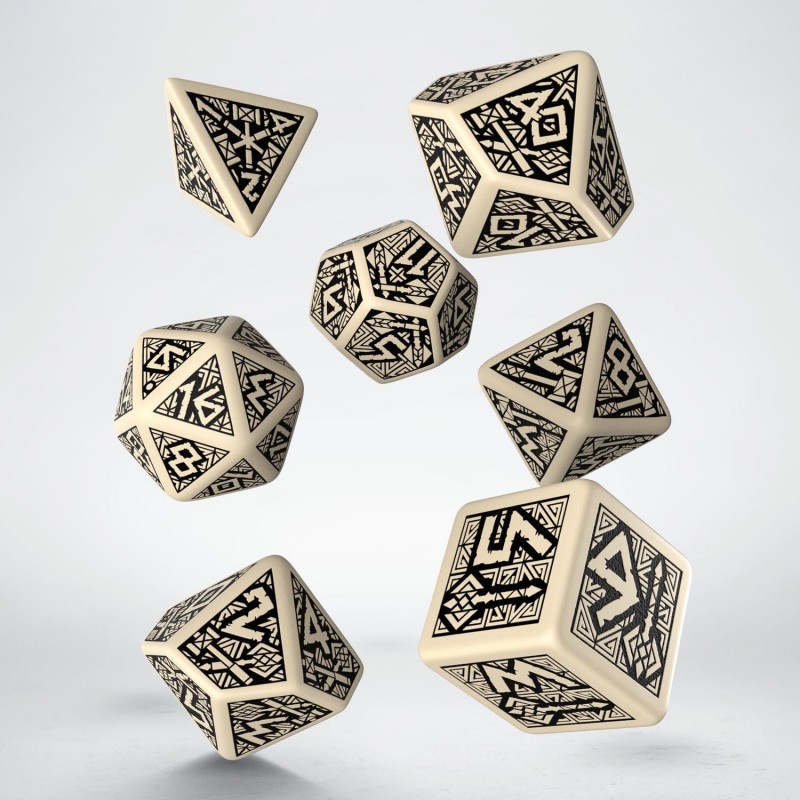 Dwarven Dice Set - Beige & black [7 dices] - QWO-SDWA01 - Q Workshop - Dices, bags and other accessories - Le Nuage de Charlotte