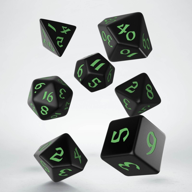 Classic Runic Dice Set - Black & green [7 dices] - QWO-SCLR02 - Q Workshop - Dices, bags and other accessories - Le Nuage de ...