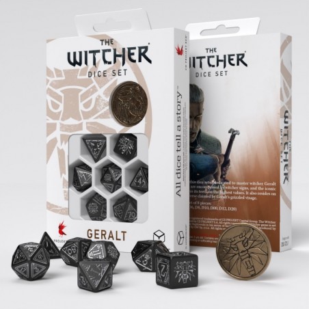 Set de dés The Witcher - Geralt - L'épée d'argent [7 dés] - QWO-SWGE04 - Q Workshop - Dés, sacs et autres accessoires - Le Nu...