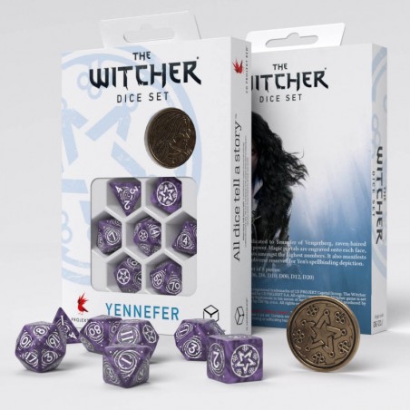 Set de dés The Witcher - Yennefer - Lilas et groseilles [7 dés] - QWO-SWYE03 - Q Workshop - Dés, sacs et autres accessoires -...