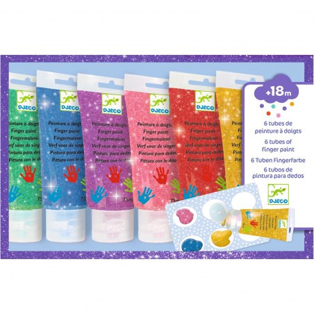 6 tubes de peinture à doigts Paillettes - DJE-DJ09017 - DJECO - Peintures - Le Nuage de Charlotte