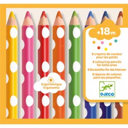 8 crayons de couleur pour les petits - DJE-DJ09004 - DJECO - Stylos, crayons, ... - Le Nuage de Charlotte