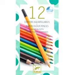 12 crayons aquarellables - DJE-DJ08824 - DJECO - Stylos, crayons, ... - Le Nuage de Charlotte