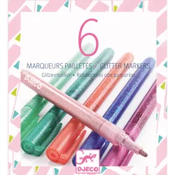 6 marqueurs pailletés - Sweet - DJE-DJ08877 - Djeco - Stylos, crayons, ... - Le Nuage de Charlotte