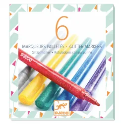 6 marqueurs pailletés classique - DJE-DJ08871 - DJECO - Stylos, crayons, ... - Le Nuage de Charlotte