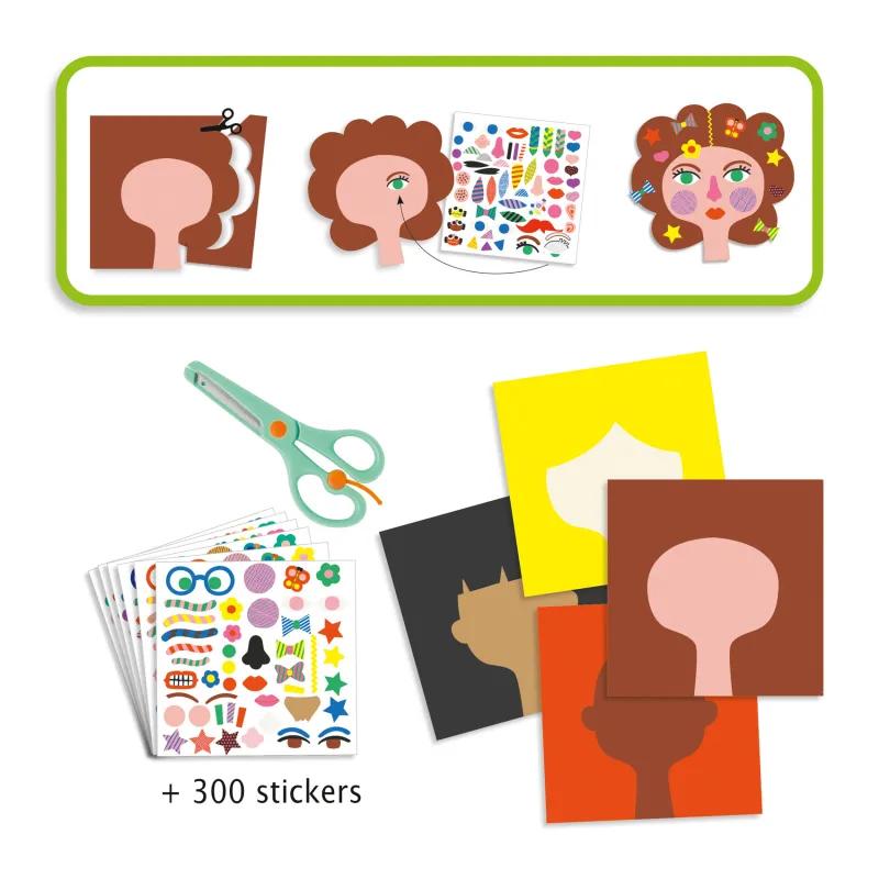 Create with stickers - Hairdresser - DJE-DJ09045 - DJECO - Stickers and gommettes - Le Nuage de Charlotte