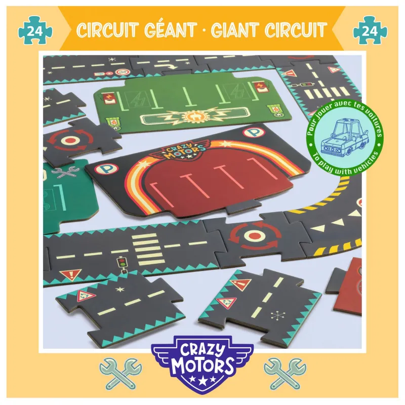 Crazy Motors - City circuit- giant puzzle - 24 pcs - DJE-DJ05497 - DJECO - Crazy Motors - Le Nuage de Charlotte