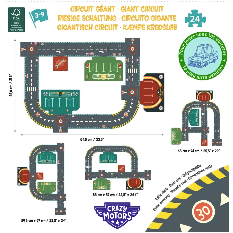 Crazy Motors - City circuit - 24 pcs - DJE-DJ05497 - DJECO - Crazy Motors - Le Nuage de Charlotte