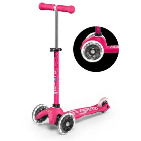 Mini Micro Trottinette 3 roues Deluxe LED - Rose - MICR-MMD075 - Micro Mobility - Trottinettes, Didicar - Le Nuage de Charlotte