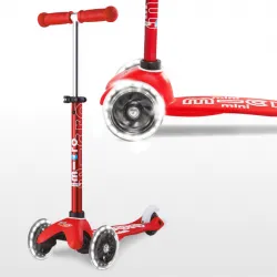 Mini Micro Trottinette 3 roues Deluxe LED - Rouge - MICR-MMD052 - Micro Mobility - Trottinettes, Didicar - Le Nuage de Charlotte