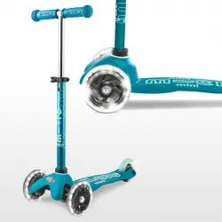 Mini Micro Trottinette 3 roues Deluxe LED - Aqua - MICR-MMD076 - Micro Mobility - Trottinettes, Didicar - Le Nuage de Charlotte