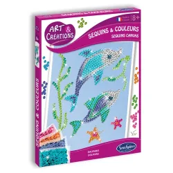 Sequins Canvas - Dolphins - STS-2011 - SentoSphère - Creative boxes - Le Nuage de Charlotte